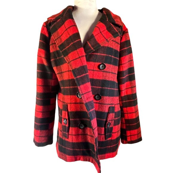 New York & Company Jackets & Blazers - New York & Company Jacket Womens Large Red Plaid Peacoat
